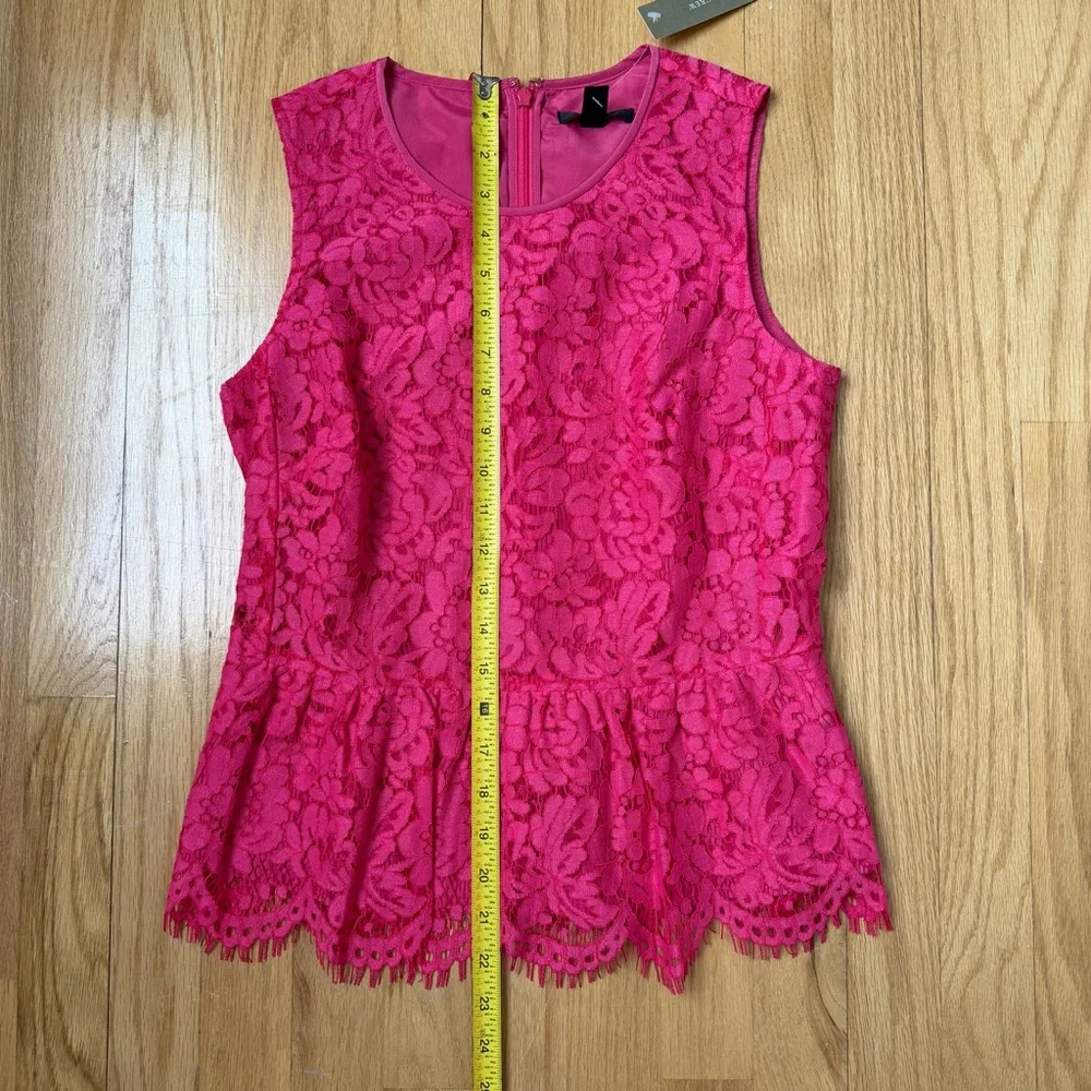 NWT J. Crew Peplum Lace Blouse Size 2 Bright Pink